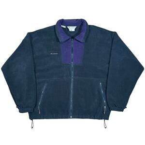 Vintage Columbia Sportswear Fleece Jacket Black Purple Two Tone Zip Up Ski XL